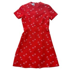 1960s Morro Bay Ltd Red Floral Mod Dress Polyester A-Line Mini Vintage